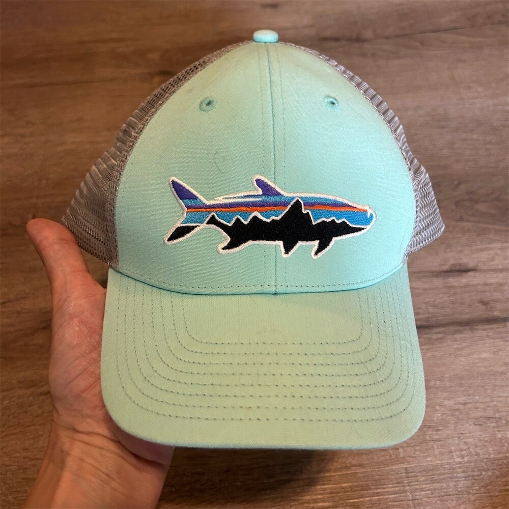 Patagonia Fitz Roy Trout Trucker Hat Mens One Size Mint Green Gray